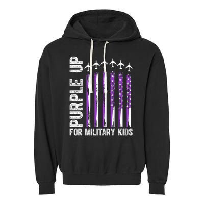 Purple Up For Military Kids Flag Military Month Garment-Dyed Fleece Hoodie