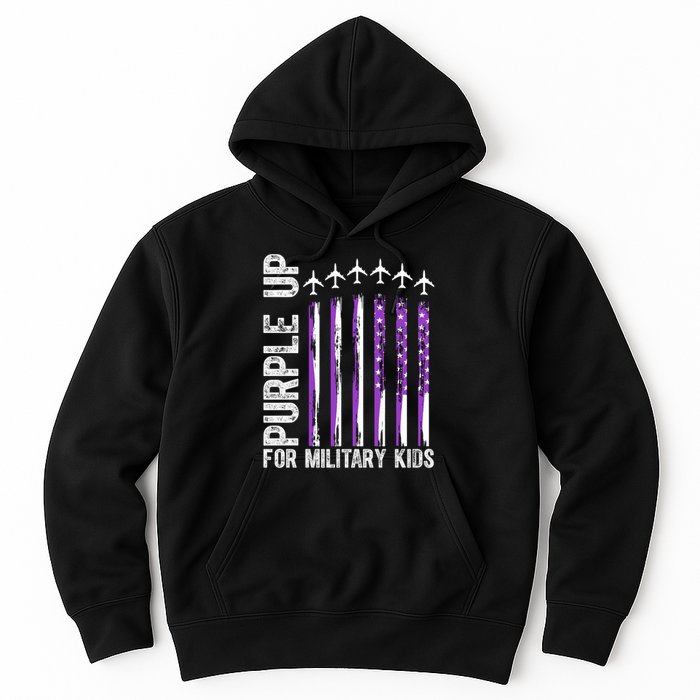 Purple Up For Military Kids Flag Military Month Hoodie