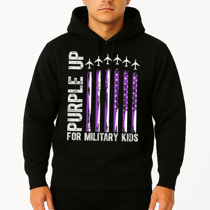 Purple Up For Military Kids Flag Military Month Hoodie