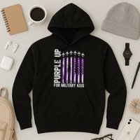 Purple Up For Military Kids Flag Military Month Hoodie