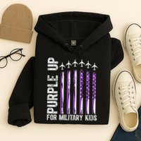 Purple Up For Military Kids Flag Military Month Hoodie