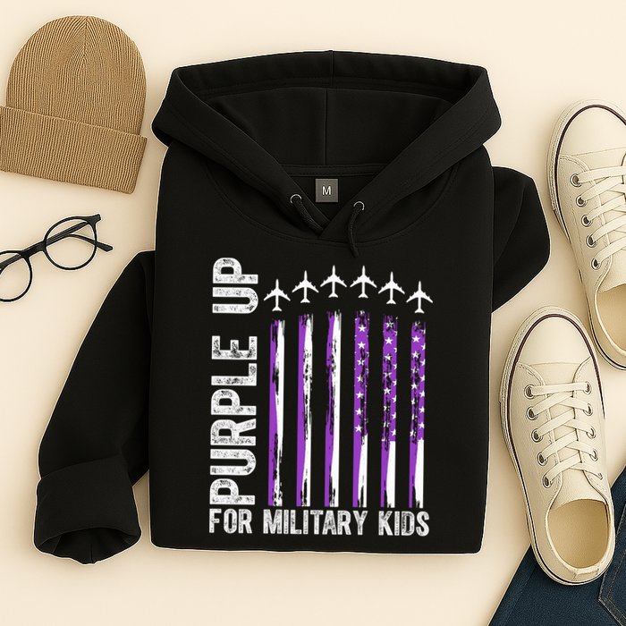 Purple Up For Military Kids Flag Military Month Hoodie