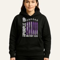 Purple Up For Military Kids Flag Military Month Hoodie