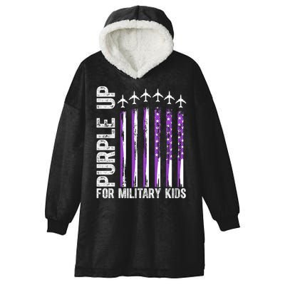 Purple Up For Military Kids Flag Military Month Hooded Wearable Blanket