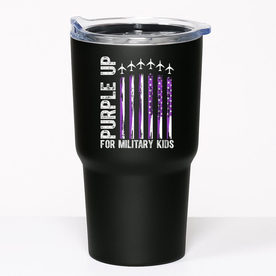 Purple Up For Military Kids Flag Military Month Tumbler