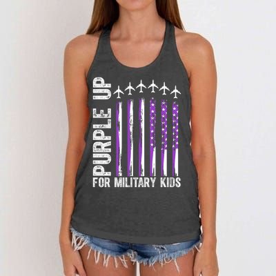 Purple Up For Military Kids Flag Military Month Women's Knotted Racerback Tank