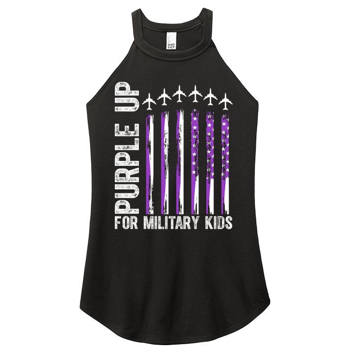 Purple Up For Military Kids Flag Military Month Women's Perfect Tri Rocker Tank