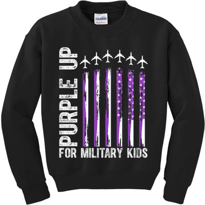 Purple Up For Military Kids Flag Military Month Kids Sweatshirt