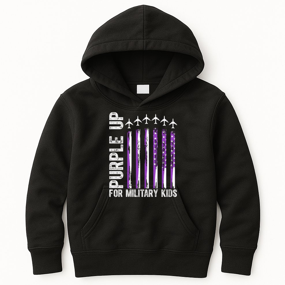 Purple Up For Military Kids Flag Military Month Kids Hoodie