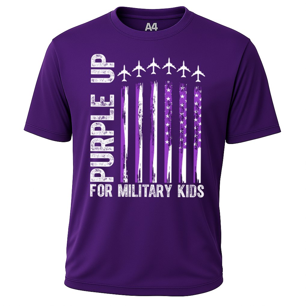 Purple Up For Military Kids Flag Military Month Cooling Performance Crew T-Shirt