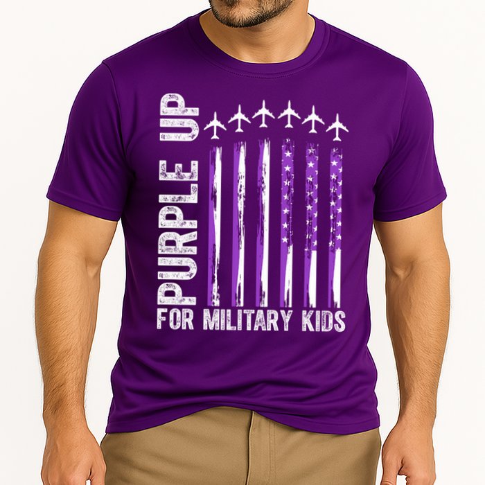 Purple Up For Military Kids Flag Military Month Cooling Performance Crew T-Shirt