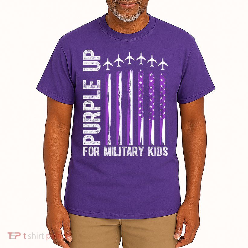 Purple Up For Military Kids Flag Military Month Tall T-Shirt