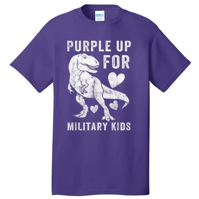 Purple Up For Military Kid Military Child Month Dino Boys Tall T-Shirt