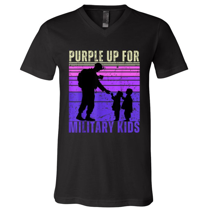 Purple Up For Military Month Of The Military Child V-Neck T-Shirt