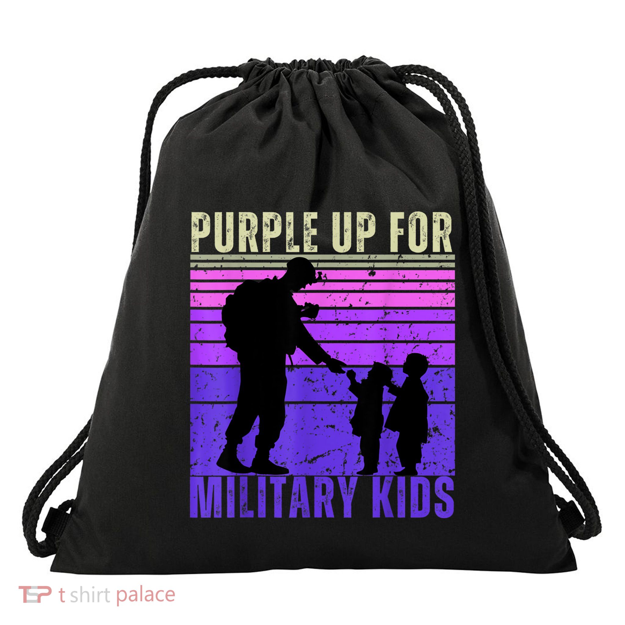 Purple Up For Military Month Of The Military Child Drawstring Bag