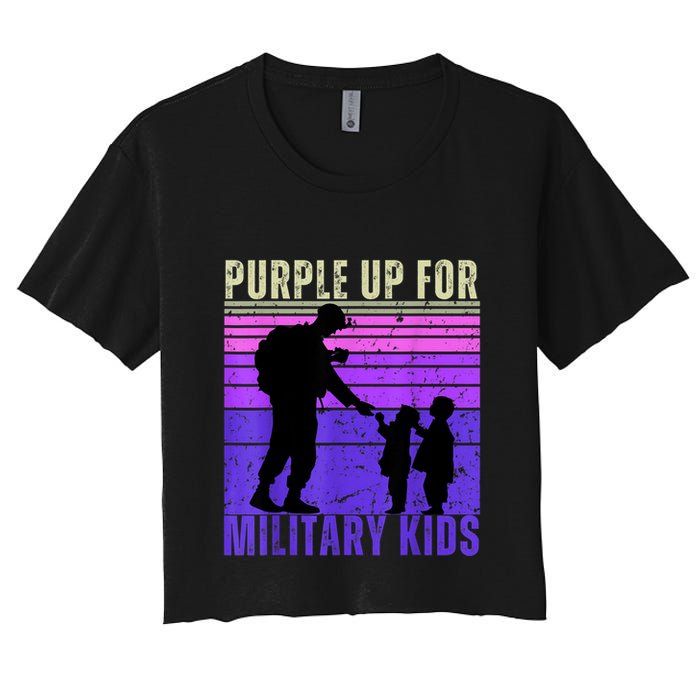 Purple Up For Military Month Of The Military Child Women's Crop Top Tee