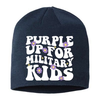 Purple Up For Military Kidss Military Groovy Child Month Sustainable Beanie