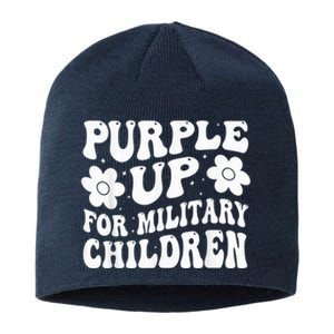 Purple Up For Military Kid Military Child Month Groovy Sustainable Beanie