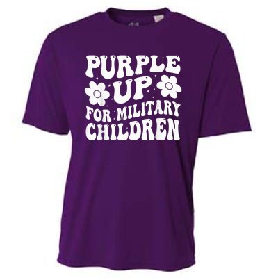 Purple Up For Military Kid Military Child Month Groovy Cooling Performance Crew T-Shirt