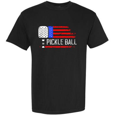 Pickleball US Flag Vintage Pickleball Paddle Garment-Dyed Heavyweight T-Shirt