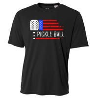 Pickleball US Flag Vintage Pickleball Paddle Cooling Performance Crew T-Shirt