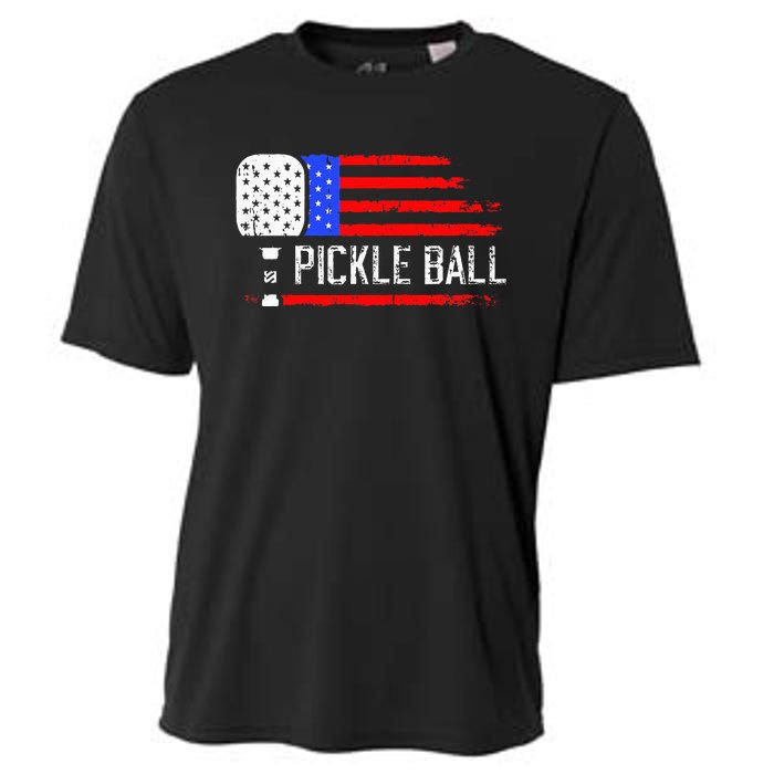 Pickleball US Flag Vintage Pickleball Paddle Cooling Performance Crew T-Shirt