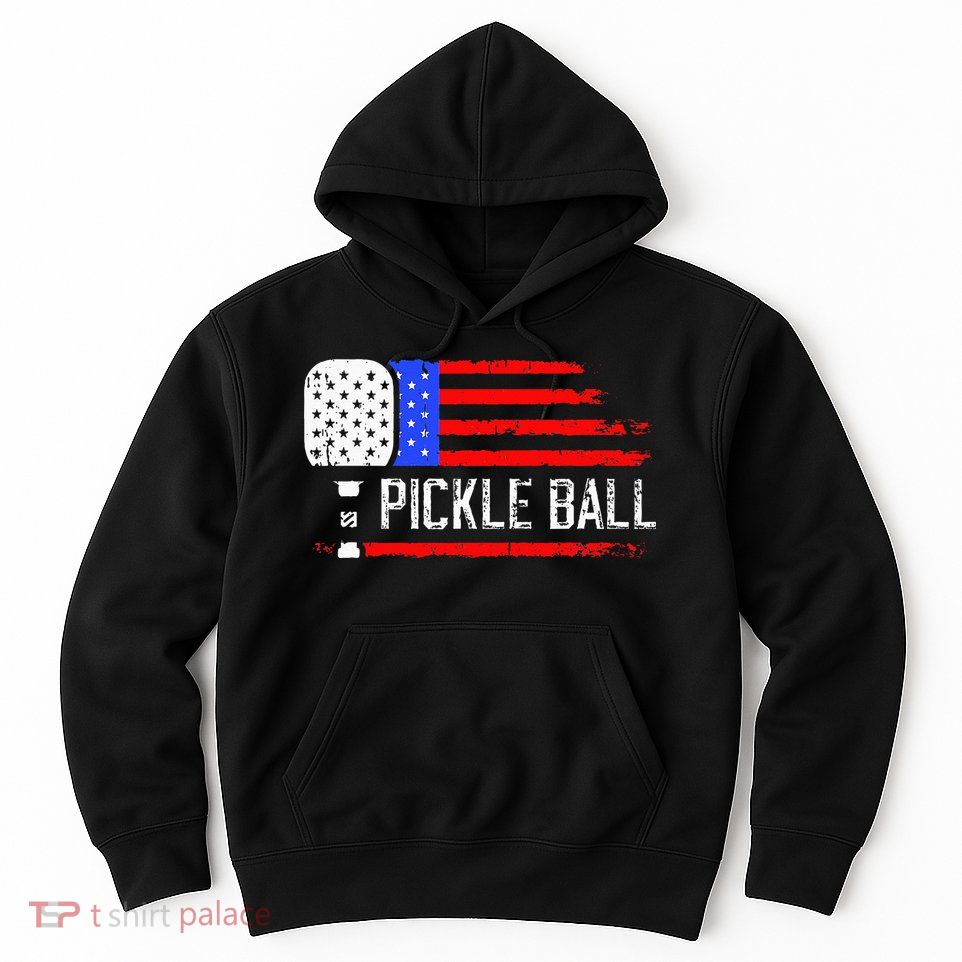 Pickleball US Flag Vintage Pickleball Paddle Hoodie