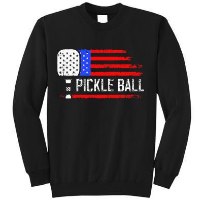 Pickleball US Flag Vintage Pickleball Paddle Sweatshirt
