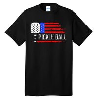 Pickleball US Flag Vintage Pickleball Paddle Tall T-Shirt