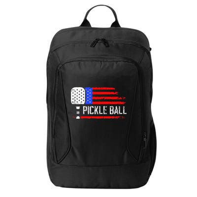 Pickleball US Flag Vintage Pickleball Paddle City Backpack