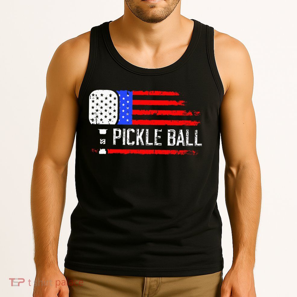 Pickleball US Flag Vintage Pickleball Paddle Tank Top