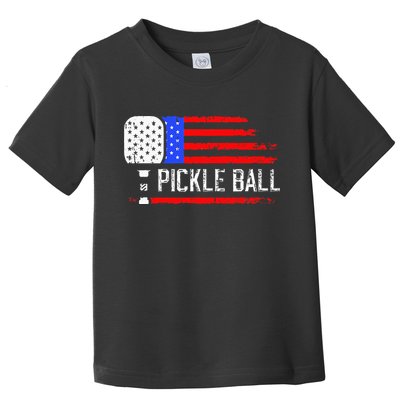 Pickleball US Flag Vintage Pickleball Paddle Toddler T-Shirt