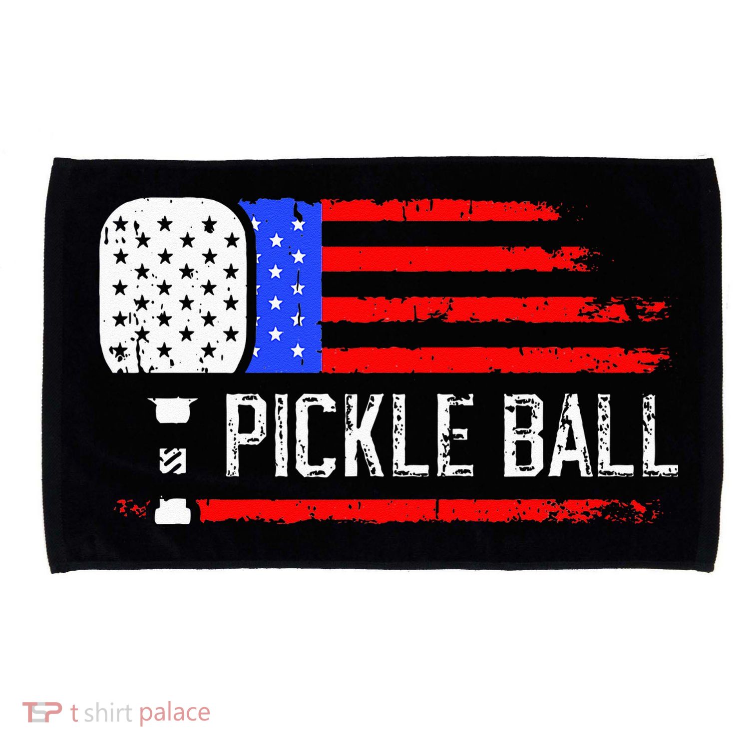 Pickleball US Flag Vintage Pickleball Paddle Microfiber Hand Towel