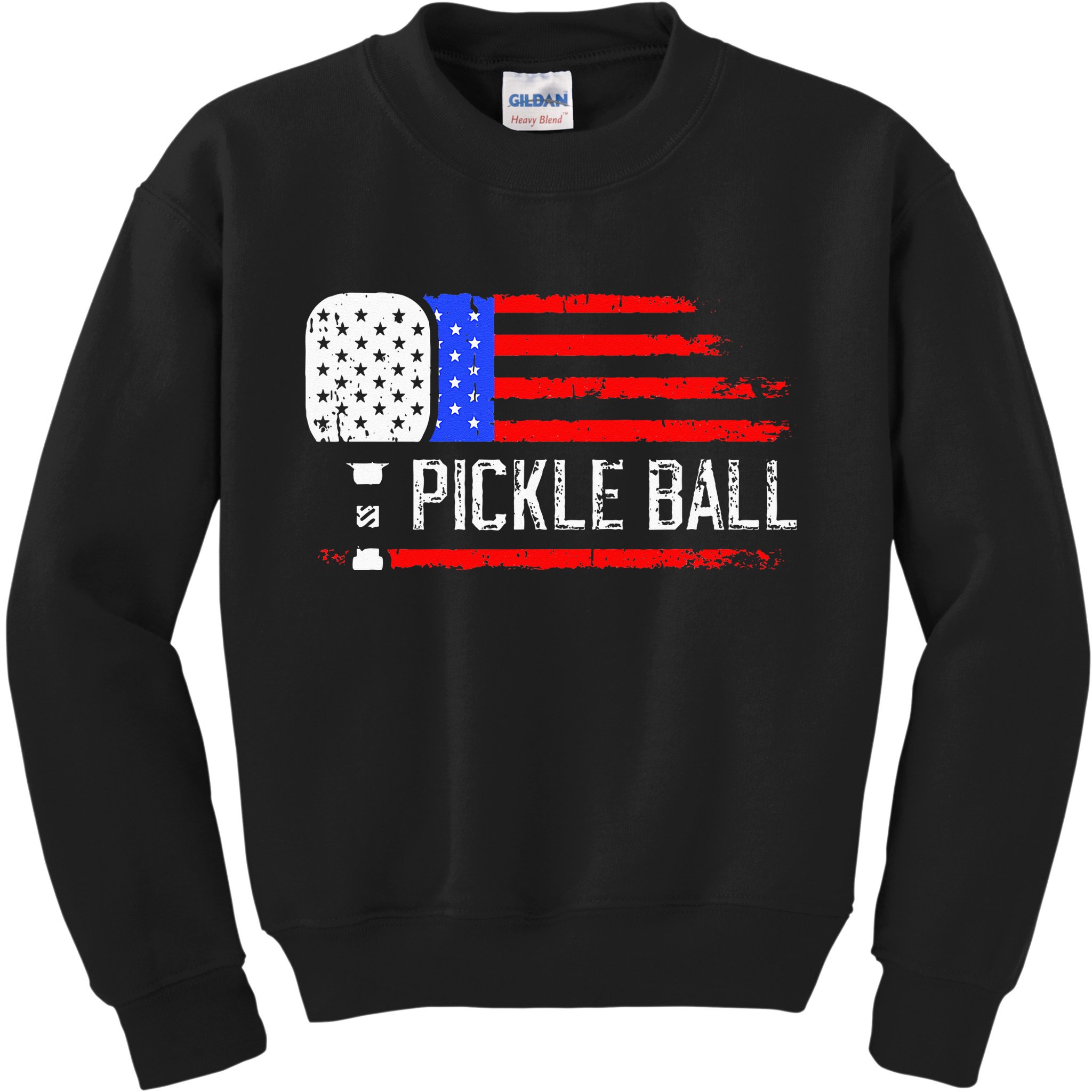 Pickleball US Flag Vintage Pickleball Paddle Kids Sweatshirt
