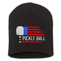 Pickleball US Flag Vintage Pickleball Paddle Short Acrylic Beanie