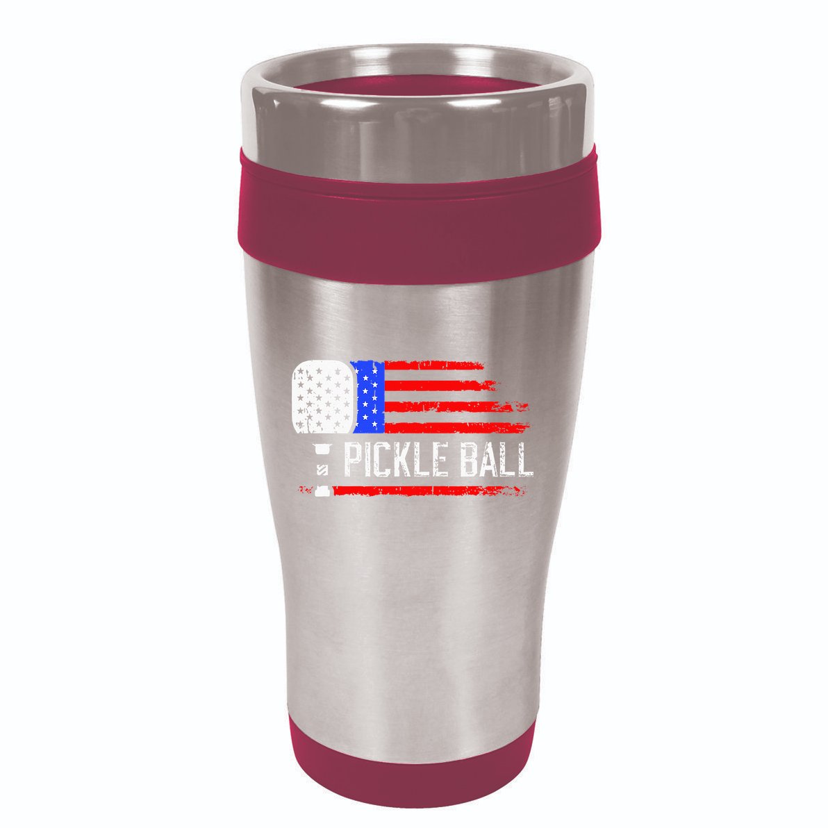 Pickleball US Flag Vintage Pickleball Paddle 16oz Travel Tumbler