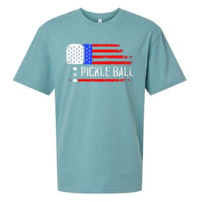 Pickleball US Flag Vintage Pickleball Paddle Sueded Cloud Jersey T-Shirt