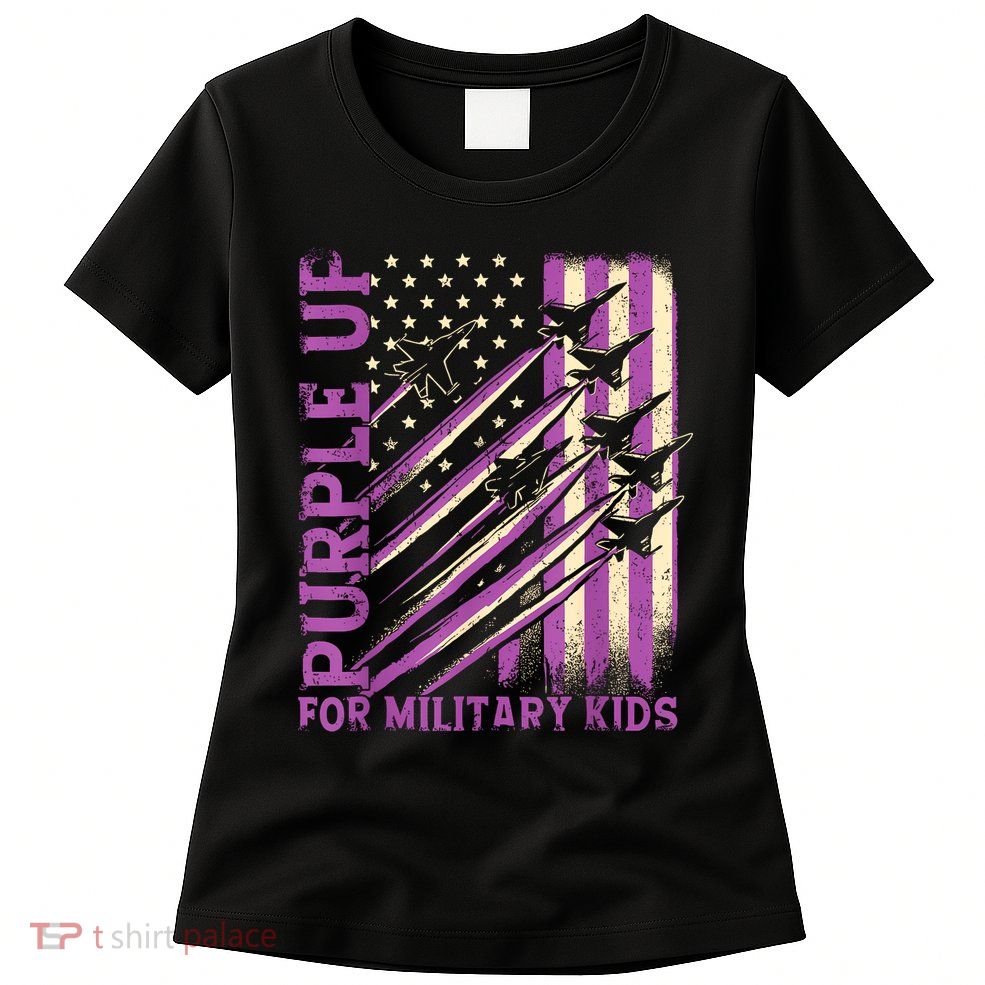 Purple Up For Military Military Child Month USA Flag Women's T-Shirt