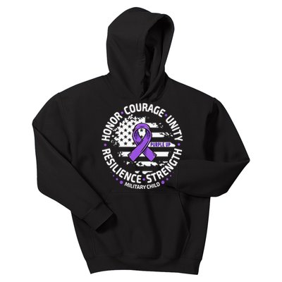 Purple Up For Military Us Flag Cool Military Kids Hoodie