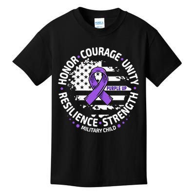 Purple Up For Military Us Flag Cool Military Kids T-Shirt