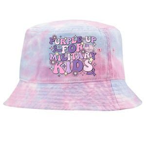 Purple Up For Military Cute Groovy Military Child Month Tie-Dyed Bucket Hat