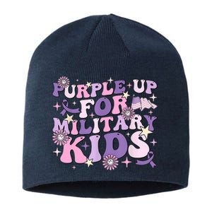 Purple Up For Military Cute Groovy Military Child Month Sustainable Beanie