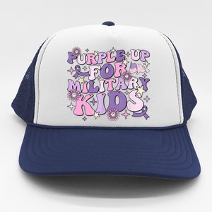 Purple Up For Military Cute Groovy Military Child Month Trucker Hat