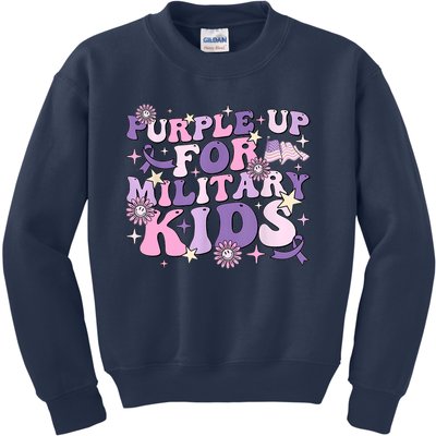 Purple Up For Military Cute Groovy Military Child Month Kids Sweatshirt