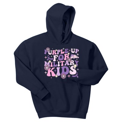 Purple Up For Military Cute Groovy Military Child Month Kids Hoodie