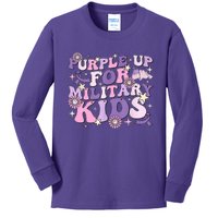 Purple Up For Military Cute Groovy Military Child Month Kids Long Sleeve Shirt