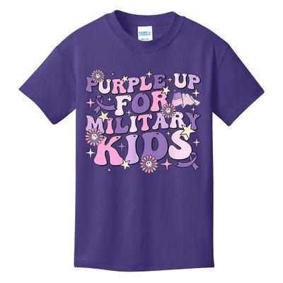 Purple Up For Military Cute Groovy Military Child Month Kids T-Shirt