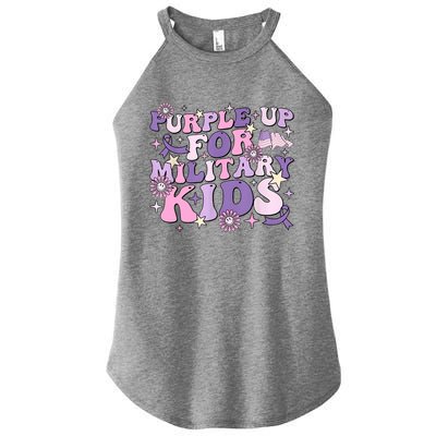 Purple Up For Military Cute Groovy Military Child Month Women’s Perfect Tri Rocker Tank