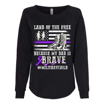 Purple Up For Military Land Of The Free My Dad Is Brave Gift Womens California Wash Sweatshirt