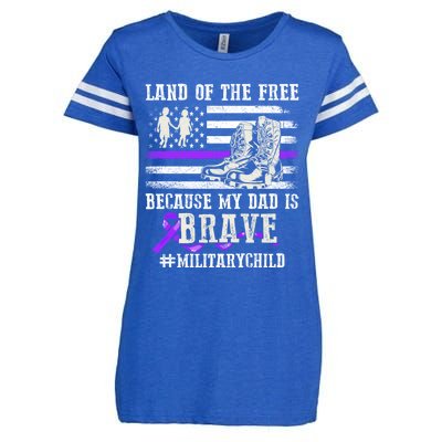 Purple Up For Military Land Of The Free My Dad Is Brave Gift Enza Ladies Jersey Football T-Shirt